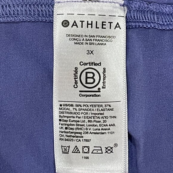 ATHLETA "Essence Away From Body" Short Sleeve V-Neck Split Back Tee, Blue - 3X - Picture 8 of 10